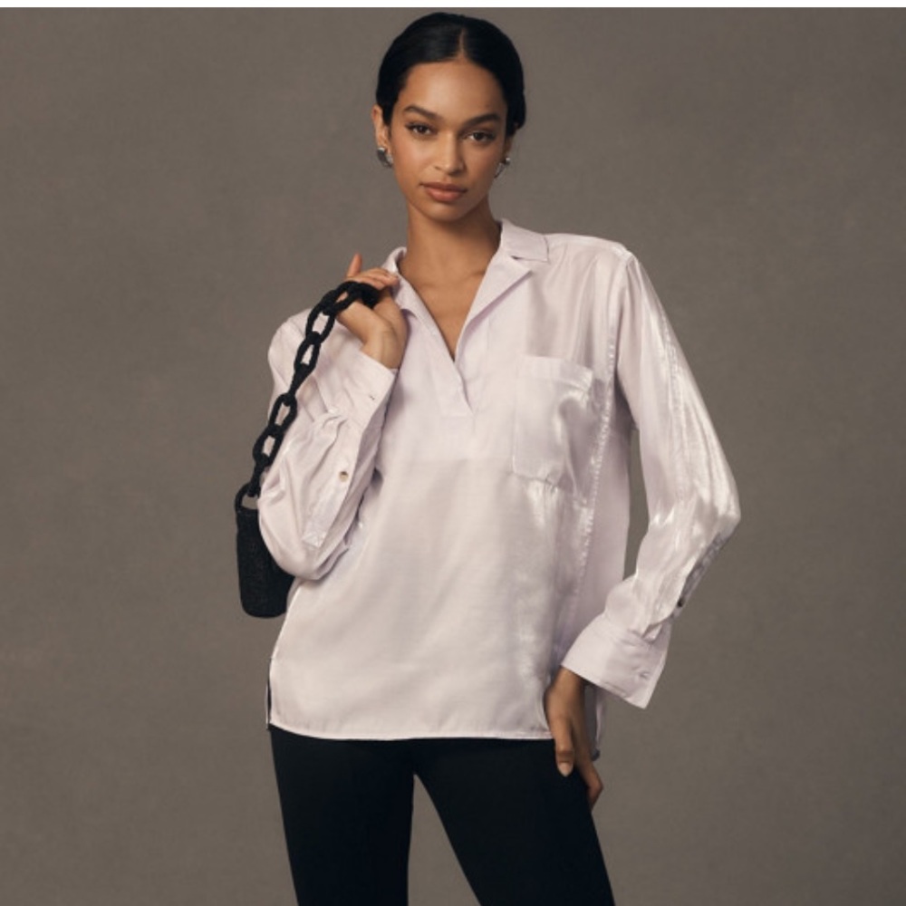 Anthropologie Pilcro Long-Sleeve Shine Blouse L